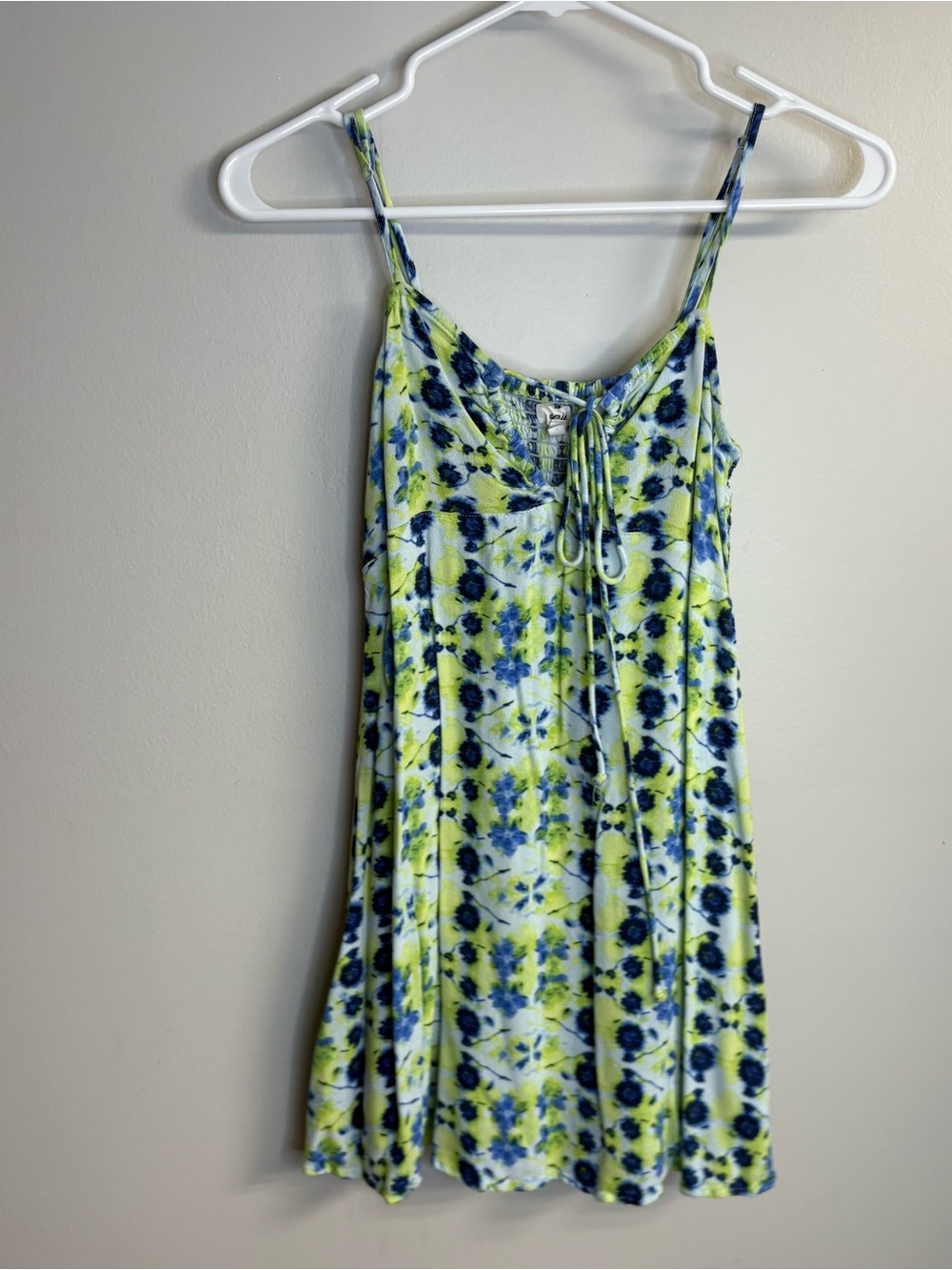 Aerie tie dye Tie-Front One-Piece Dress in Lime & Navy